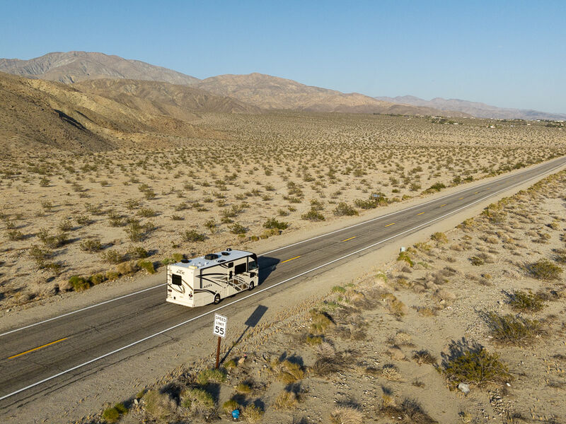 RV driving down the road