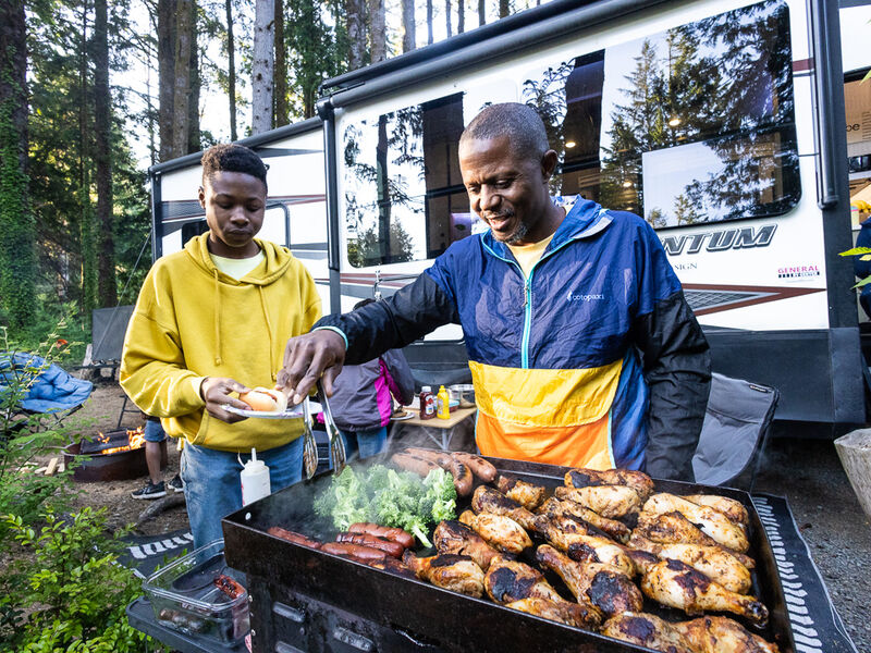 Cooking outside next to RV