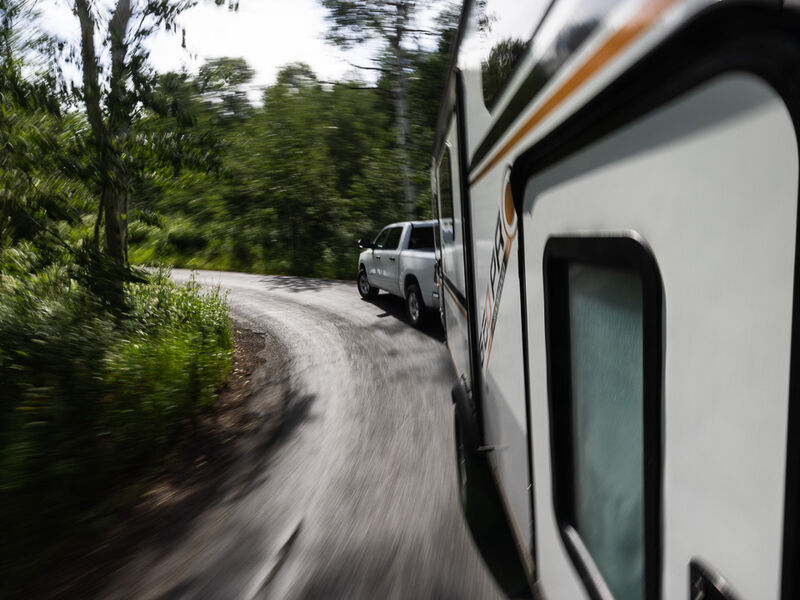RVing through forest