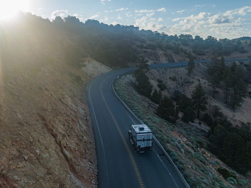 Truck Camper_driving along road