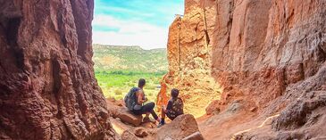 Family in canyon