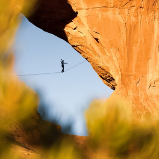 Ryan Robinson highlining Looking glass arch