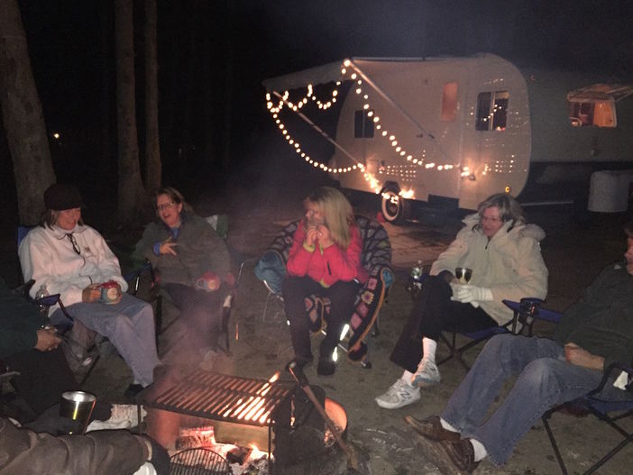 woman around a fire