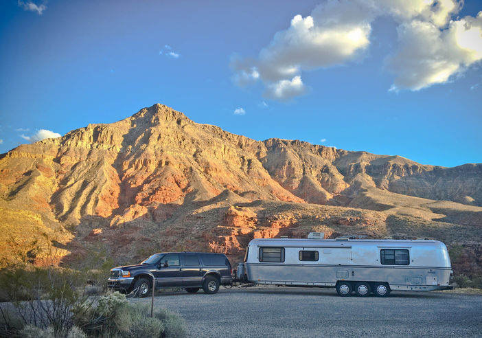 travel trailer in the mountains
